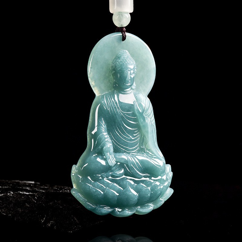 Women Accessories For Gift - Natuurlijke Birmese Jadeïet Boeddha hanger ketting