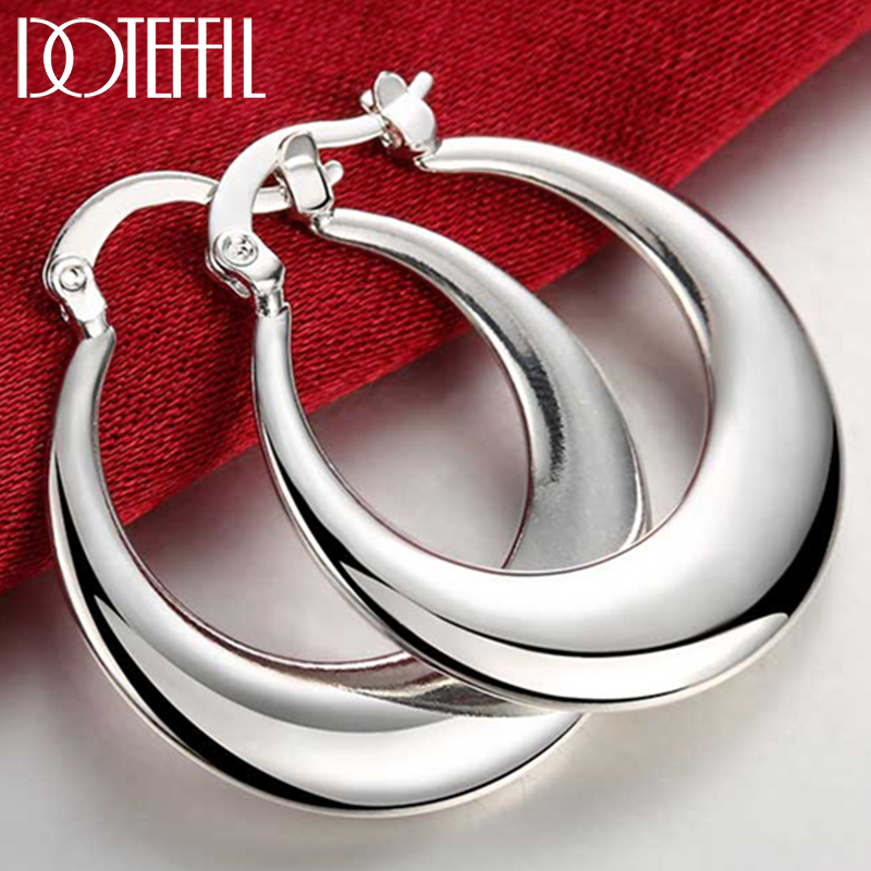 Statement Earrings Oversized - DOTEFFIL 925 sterling zilveren cirkel gladde