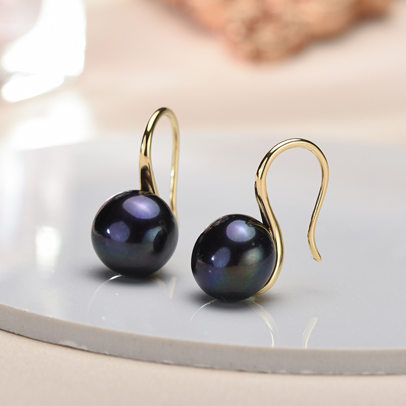 Statement Earrings Oversized - Grote 9-10Mm Zwarte Natuurlijke Zoetwaterparel Oorbellen