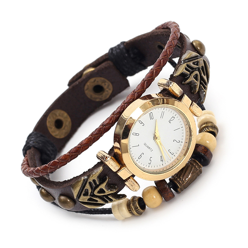 Women Accessories Pk - Vintage lederen quartz horloge hiphop punk