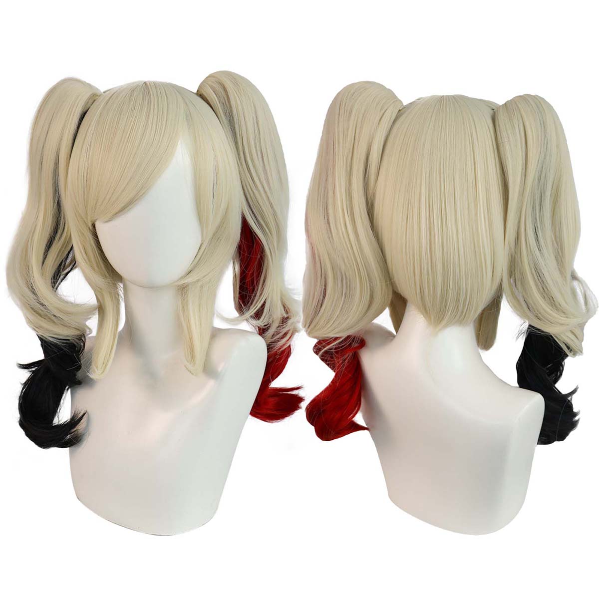 Women'S Harley Quinn Accessories - Harley Quinn Cosplaypruik Blond Rood Zwart