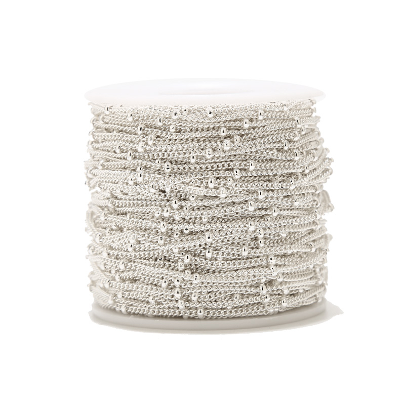 Beaded Anklet Chain - 2 Meter Rvs Verzilverd Satelliet Ketting