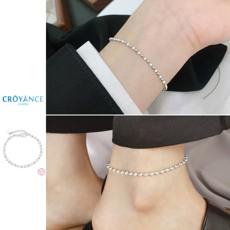 Beaded Anklet Chain - Klassieke eenvoudige 925 sterling zilveren kleine