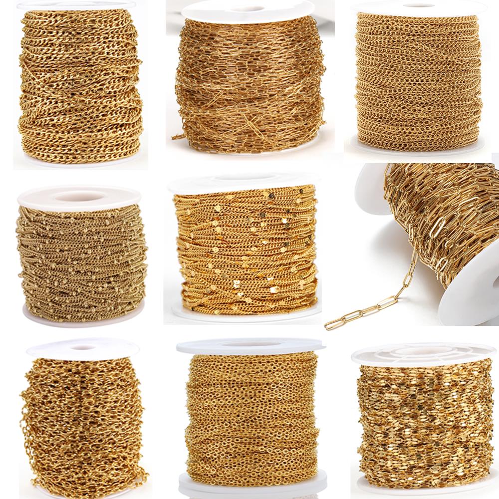 Beaded Anklet Chain - 2 meter roestvrijstalen schakelkabel gouden kettingen