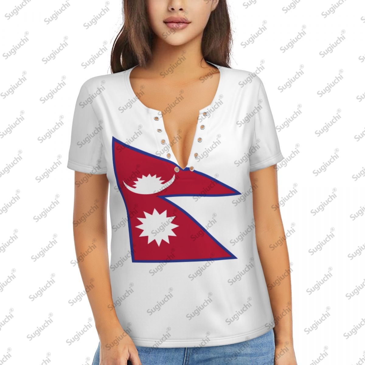Women Accessories Nepal - 2025 Nepal Vlag Sexy Diepe V-hals