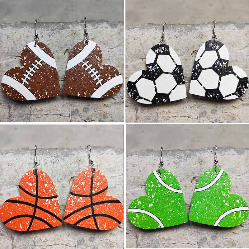 Women'S Volleyball Accessories - Hart Pu Lederen Honkbal Dangle Oorbellen
