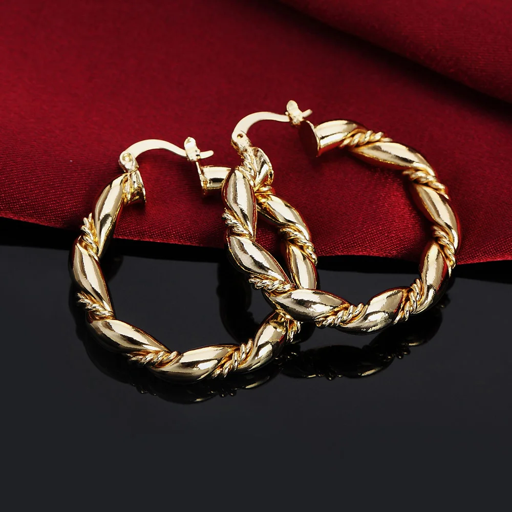 Statement Earrings Oversized - Hot 18K Gouden Touw Ronde Grote