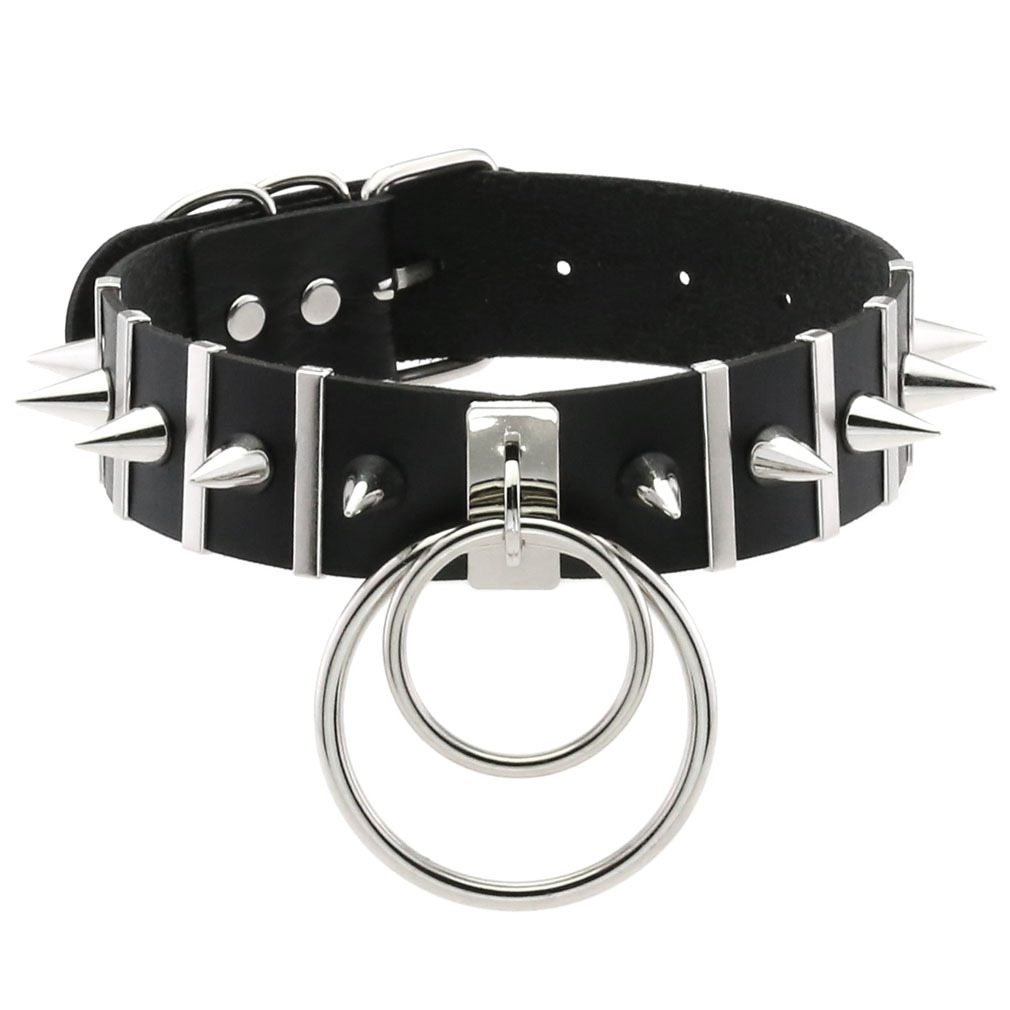Women'S Emo Accessories - Grote Spikes Choker Lederen Kraag Metal