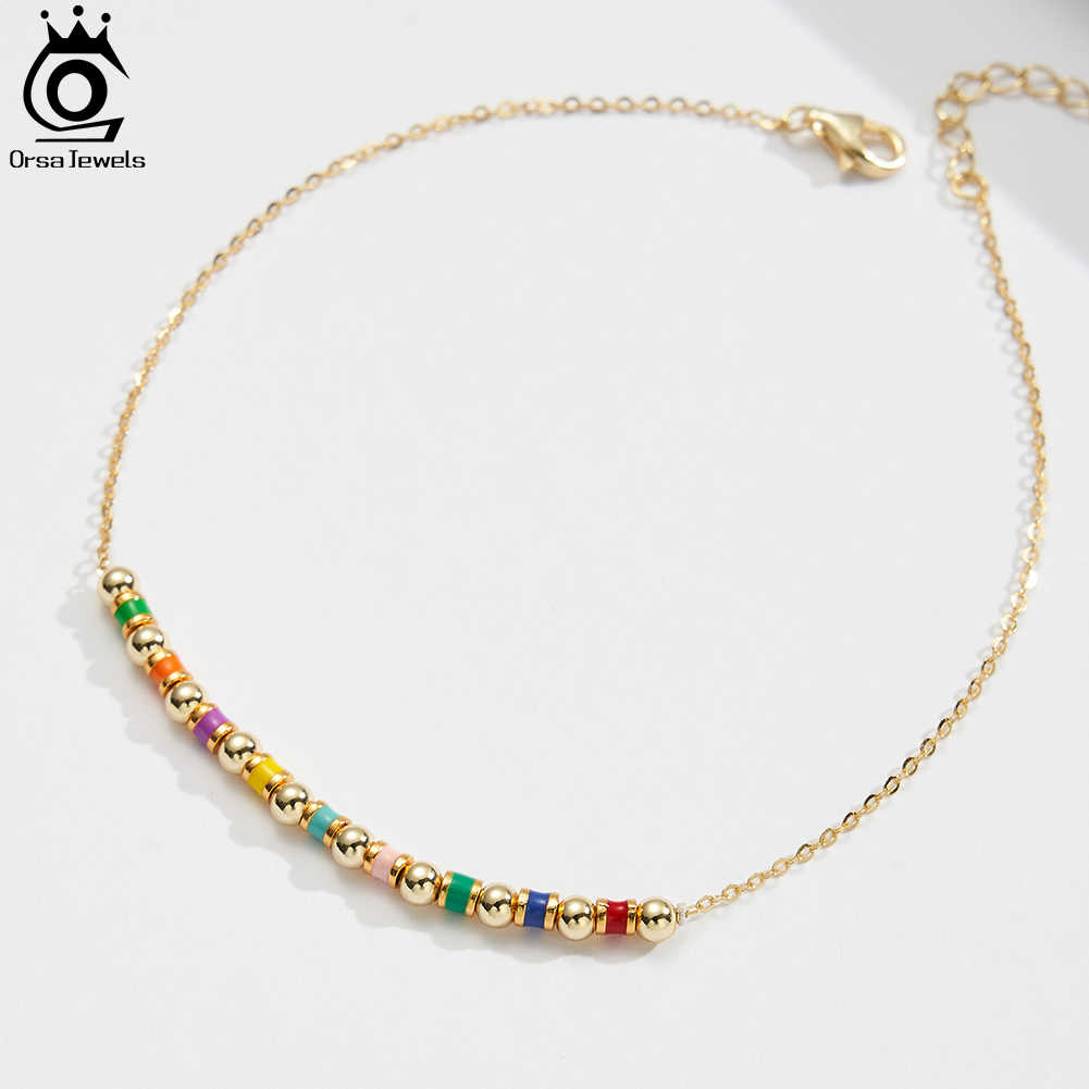ORSA JEWELS 925 Sterling Zilve - Beaded Anklet Chain recensie en prijs