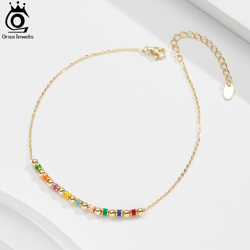 ORSA JEWELS 925 Sterling Zilve - Beaded Anklet Chain recensie en prijs
