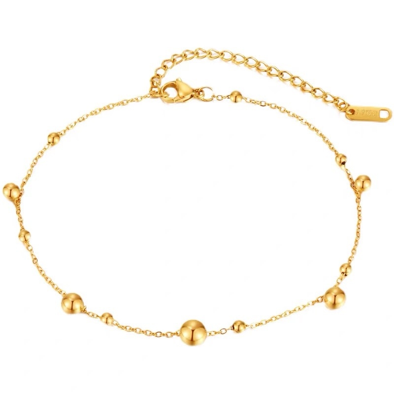 18k gouden balvormige kralen e - Beaded Anklet Chain recensie en prijs