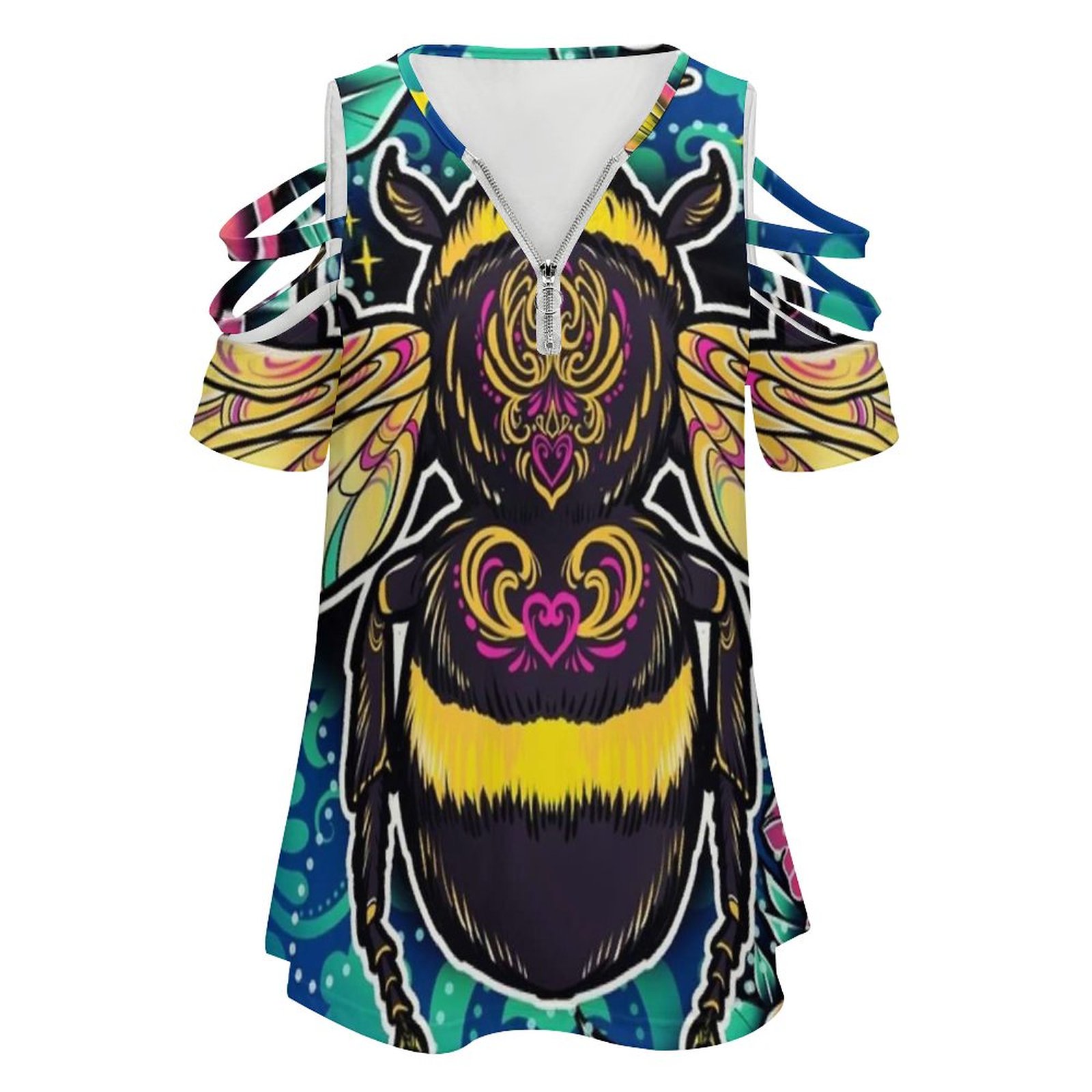 Nieuwe mode zip off-shoulder t - Women Accessories Drawing recensie en prijs