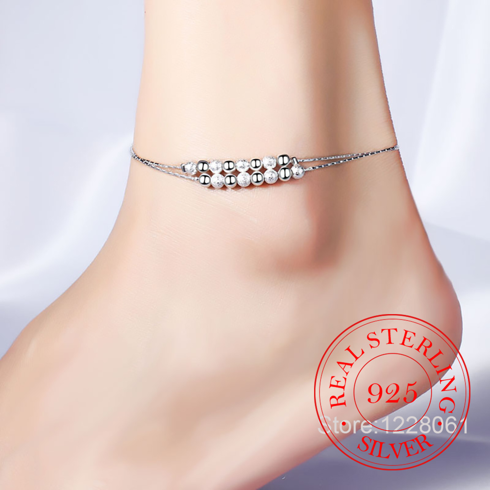 925 zilveren dubbellaagse enke - Beaded Anklet Chain recensie en prijs